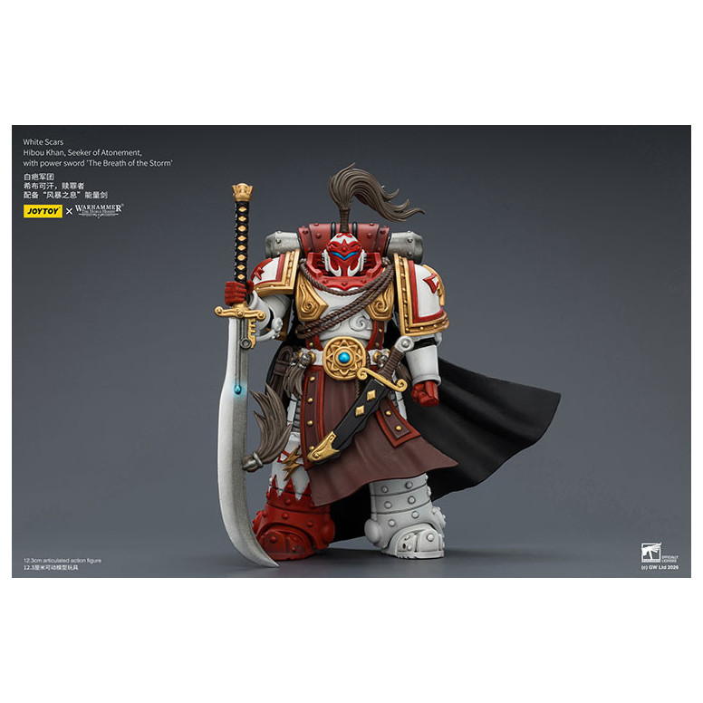 JoyToy Space Marines - White Scars - Hibou Khan,Seeker of Atonement,with power sword "The Breath of the Storm" 1/18