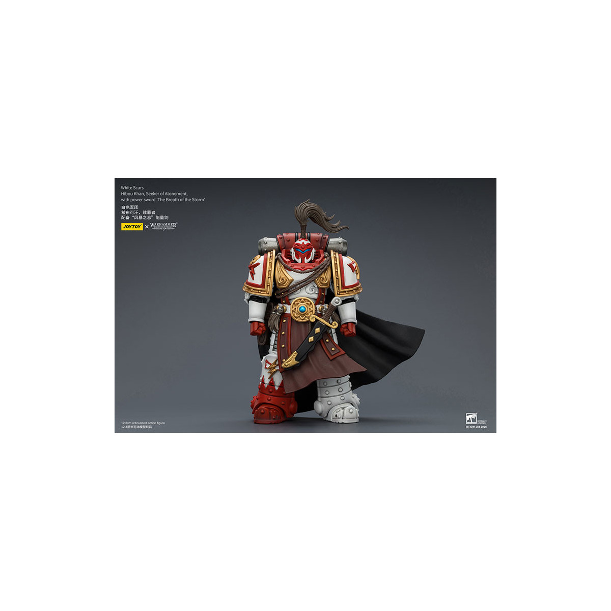 JoyToy Space Marines - White Scars - Hibou Khan,Seeker of Atonement,with power sword "The Breath of the Storm" 1/18