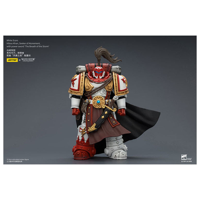 JoyToy Space Marines - White Scars - Hibou Khan,Seeker of Atonement,with power sword "The Breath of the Storm" 1/18