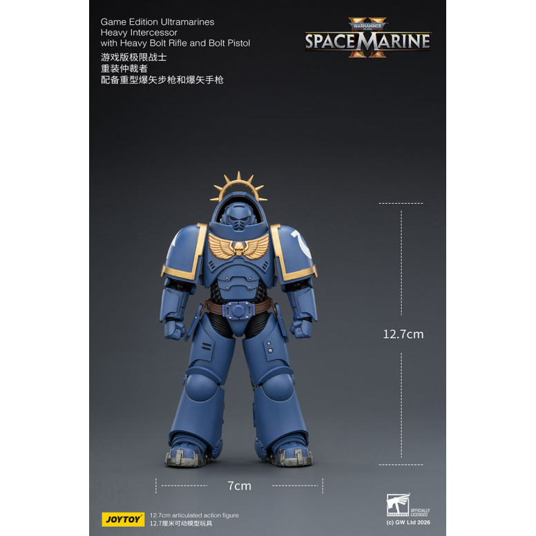 JoyToy - Space Marines II - Ultramarines - Heavy Intercessor with Heavy Bolt Rifle and Bolt Pistol 1/18