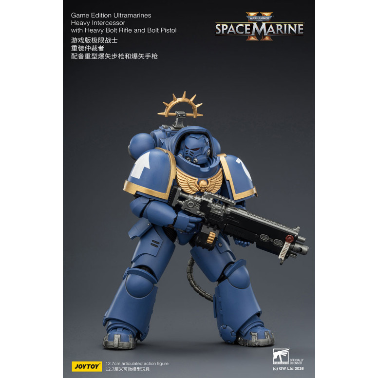 JoyToy - Space Marines II - Ultramarines - Heavy Intercessor with Heavy Bolt Rifle and Bolt Pistol 1/18