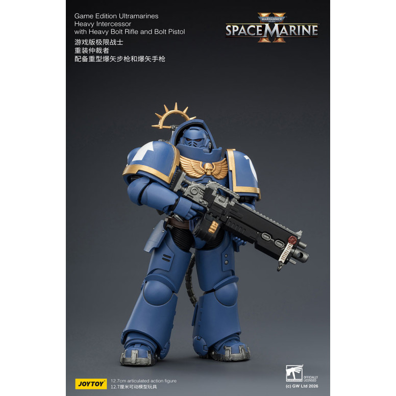JoyToy - Space Marines II - Ultramarines - Heavy Intercessor with Heavy Bolt Rifle and Bolt Pistol 1/18