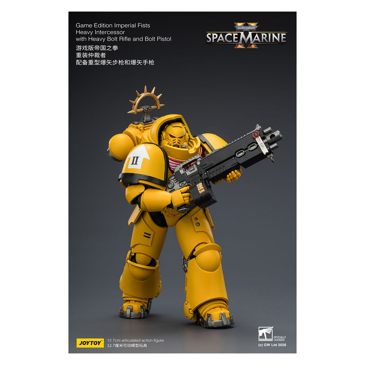 JoyToy - Space Marines II - Imperial Fists - Heavy Intercessor with Heavy Bolt Rifle and Bolt Pistol 1/18