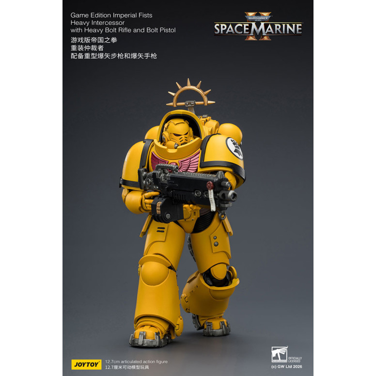 JoyToy - Space Marines II - Imperial Fists - Heavy Intercessor with Heavy Bolt Rifle and Bolt Pistol 1/18