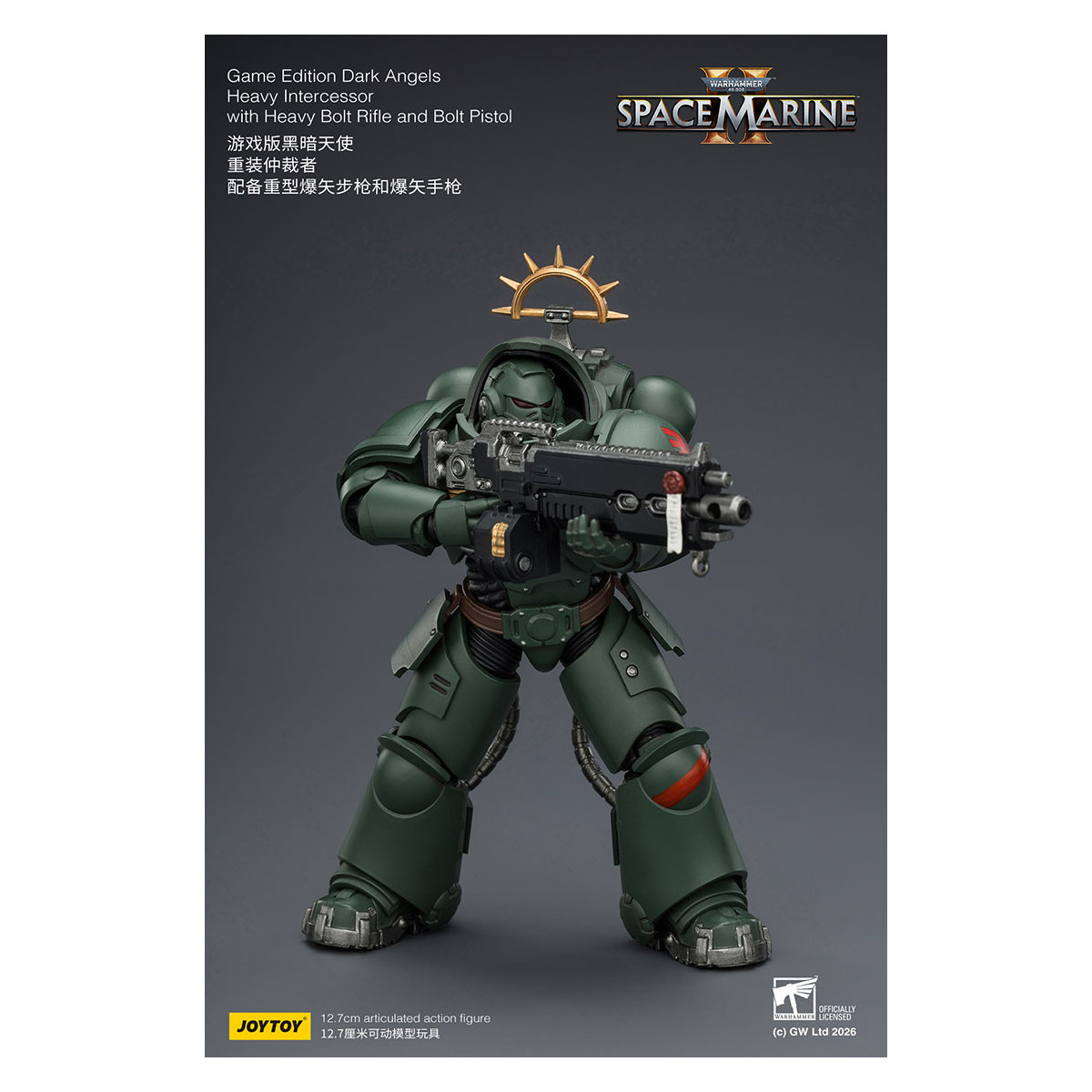 JoyToy - Space Marines II - Dark Angels - Heavy Intercessor with Heavy Bolt Rifle and Bolt Pistol 1/18