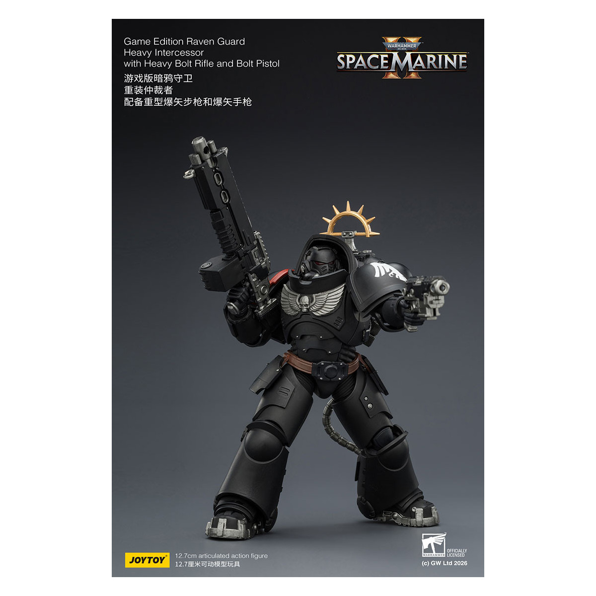 JoyToy - Space Marines II - Raven Guard - Heavy Intercessor with Heavy Bolt Rifle and Bolt Pistol 1/18