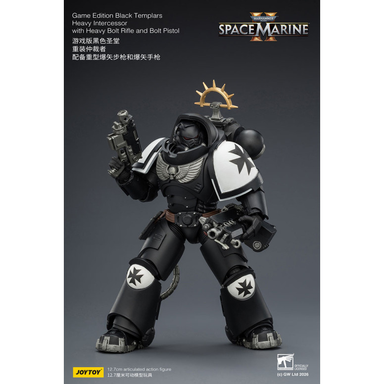 JoyToy - Space Marines II - Black Templars - Heavy Intercessor with Heavy Bolt Rifle and Bolt Pistol 1/18