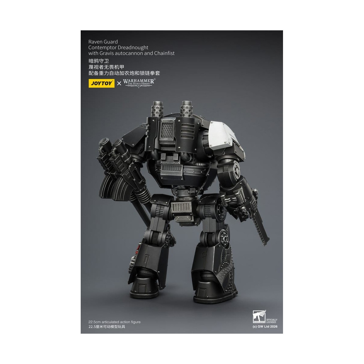 JoyToy Space Marines - Raven Guard - Contemptor Dreadnought with Gravis autocannon and Chainfist 1/18 - Warhammer 40k