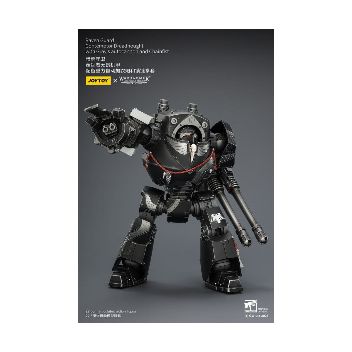 JoyToy Space Marines - Raven Guard - Contemptor Dreadnought with Gravis autocannon and Chainfist 1/18 - Warhammer 40k