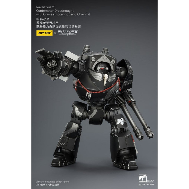 JoyToy Space Marines - Raven Guard - Contemptor Dreadnought with Gravis autocannon and Chainfist 1/18 - Warhammer 40k