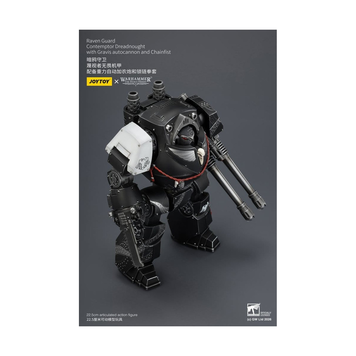 JoyToy Space Marines - Raven Guard - Contemptor Dreadnought with Gravis autocannon and Chainfist 1/18 - Warhammer 40k