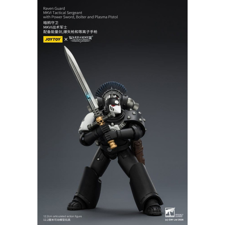 Joytoy - Warhammer - Raven Guard MKVI Tactical Sergeant with Power Sword, Bolter and Plasma Pistol