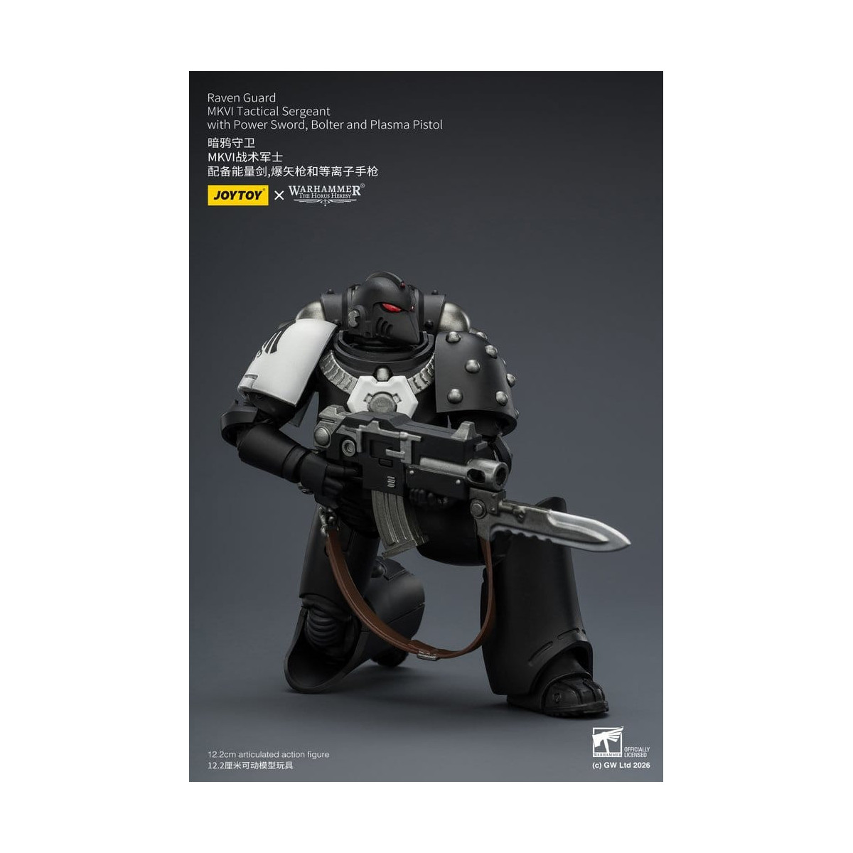 Joytoy - Warhammer - Raven Guard MKVI Tactical Sergeant with Power Sword, Bolter and Plasma Pistol