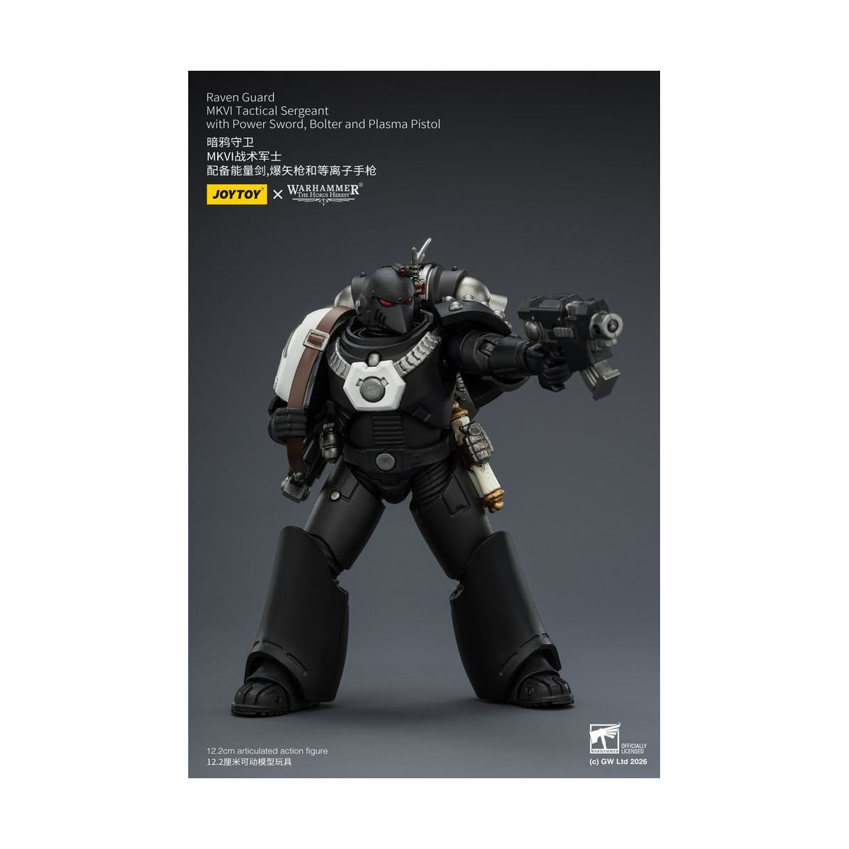Joytoy - Warhammer - Raven Guard MKVI Tactical Sergeant with Power Sword, Bolter and Plasma Pistol