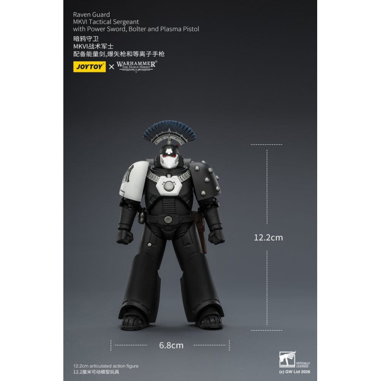 Joytoy - Warhammer - Raven Guard MKVI Tactical Sergeant with Power Sword, Bolter and Plasma Pistol