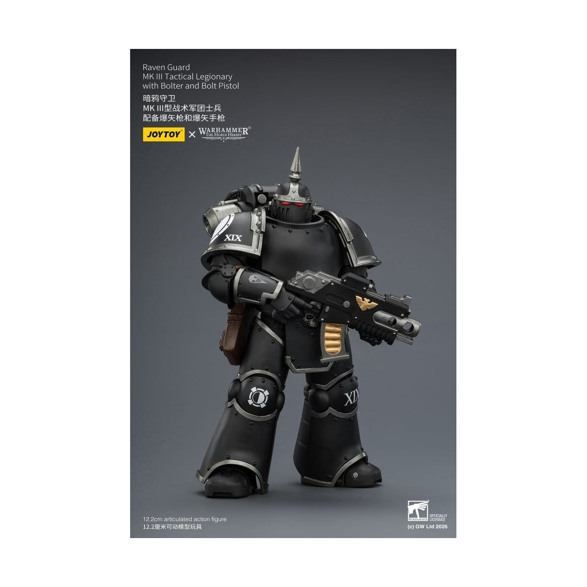 Joytoy - Warhammer - Raven Guard Mk III Tactical Squad - Mk III Tactical Legionary with Bolter and Bolt Pistol 1/18