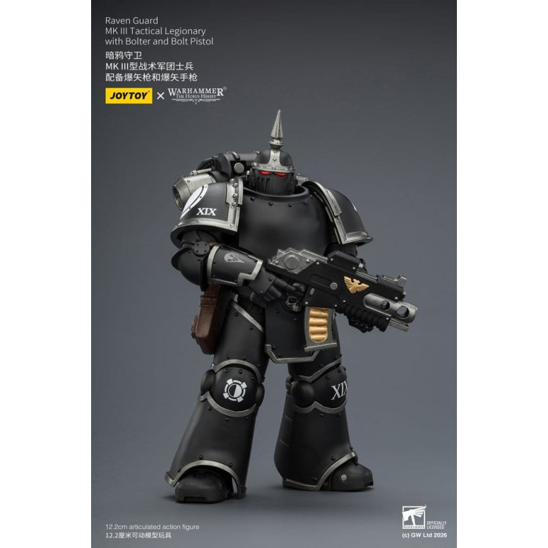 Joytoy - Warhammer - Raven Guard Mk III Tactical Squad - Mk III Tactical Legionary with Bolter and Bolt Pistol 1/18