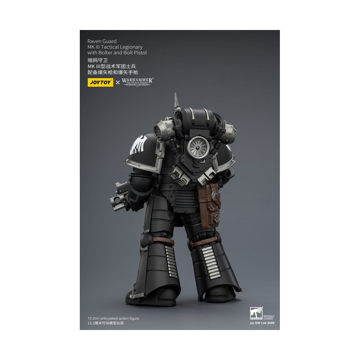 Joytoy - Warhammer - Raven Guard Mk III Tactical Squad - Mk III Tactical Legionary with Bolter and Bolt Pistol 1/18