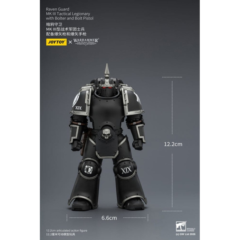 Joytoy - Warhammer - Raven Guard Mk III Tactical Squad - Mk III Tactical Legionary with Bolter and Bolt Pistol 1/18