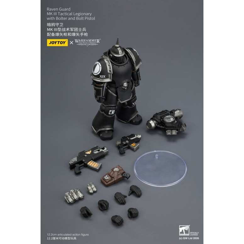 Joytoy - Warhammer - Raven Guard Mk III Tactical Squad - Mk III Tactical Legionary with Bolter and Bolt Pistol 1/18