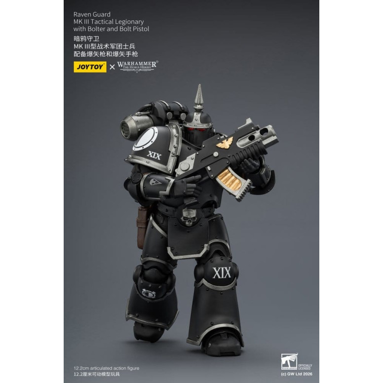 Joytoy - Warhammer - Raven Guard Mk III Tactical Squad - Mk III Tactical Legionary with Bolter and Bolt Pistol 1/18