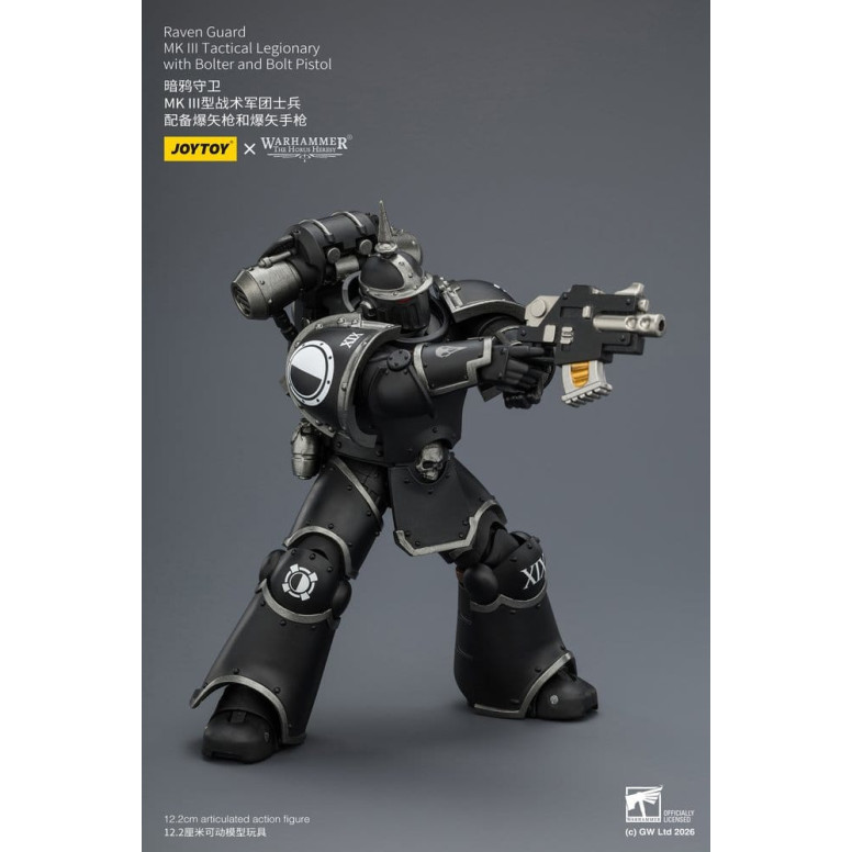 Joytoy - Warhammer - Raven Guard Mk III Tactical Squad - Mk III Tactical Legionary with Bolter and Bolt Pistol 1/18