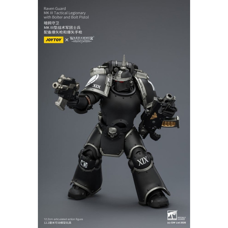 Joytoy - Warhammer - Raven Guard Mk III Tactical Squad - Mk III Tactical Legionary with Bolter and Bolt Pistol 1/18