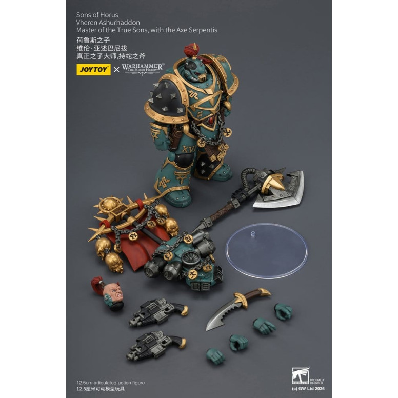 JoyToy Space Marines - Sons of Horus - Vheren Ashurhaddon Master of the True Sons with the Axe Serpentis 1/18 - The Horus Heresy