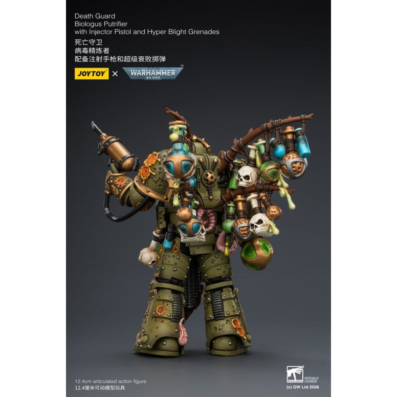 Joytoy - Death Guard - Biologus Putrifier with Injector Pistol and Hyper Blight Grenades 1/18 - Warhammer 40k
