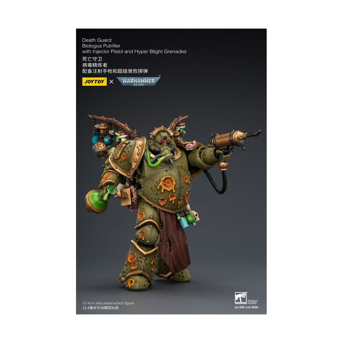 Joytoy - Death Guard - Biologus Putrifier with Injector Pistol and Hyper Blight Grenades 1/18 - Warhammer 40k