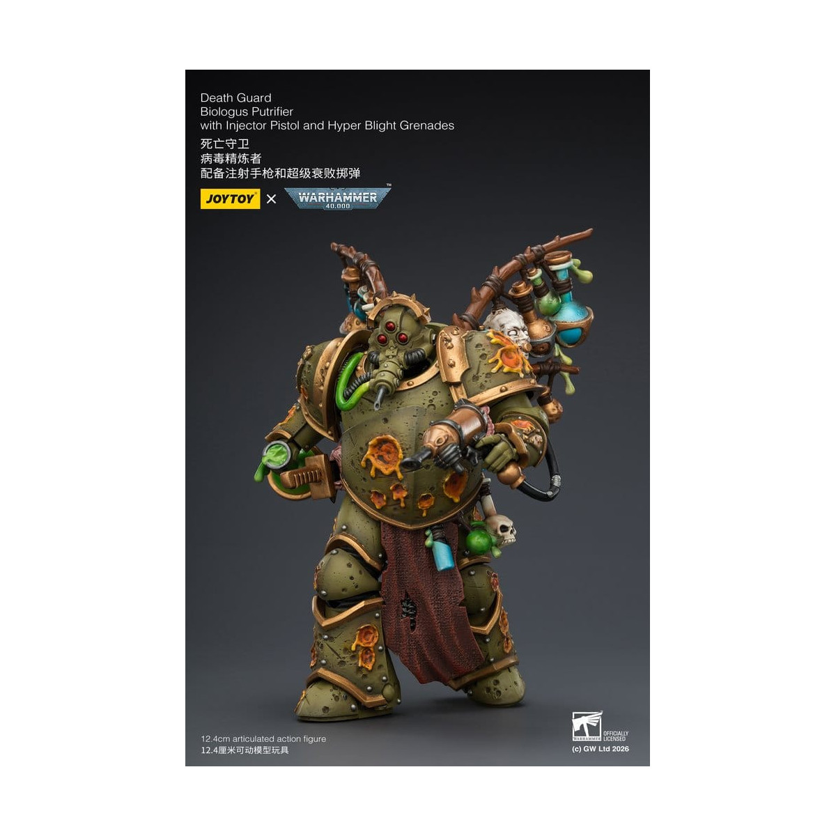 Joytoy - Death Guard - Biologus Putrifier with Injector Pistol and Hyper Blight Grenades 1/18 - Warhammer 40k