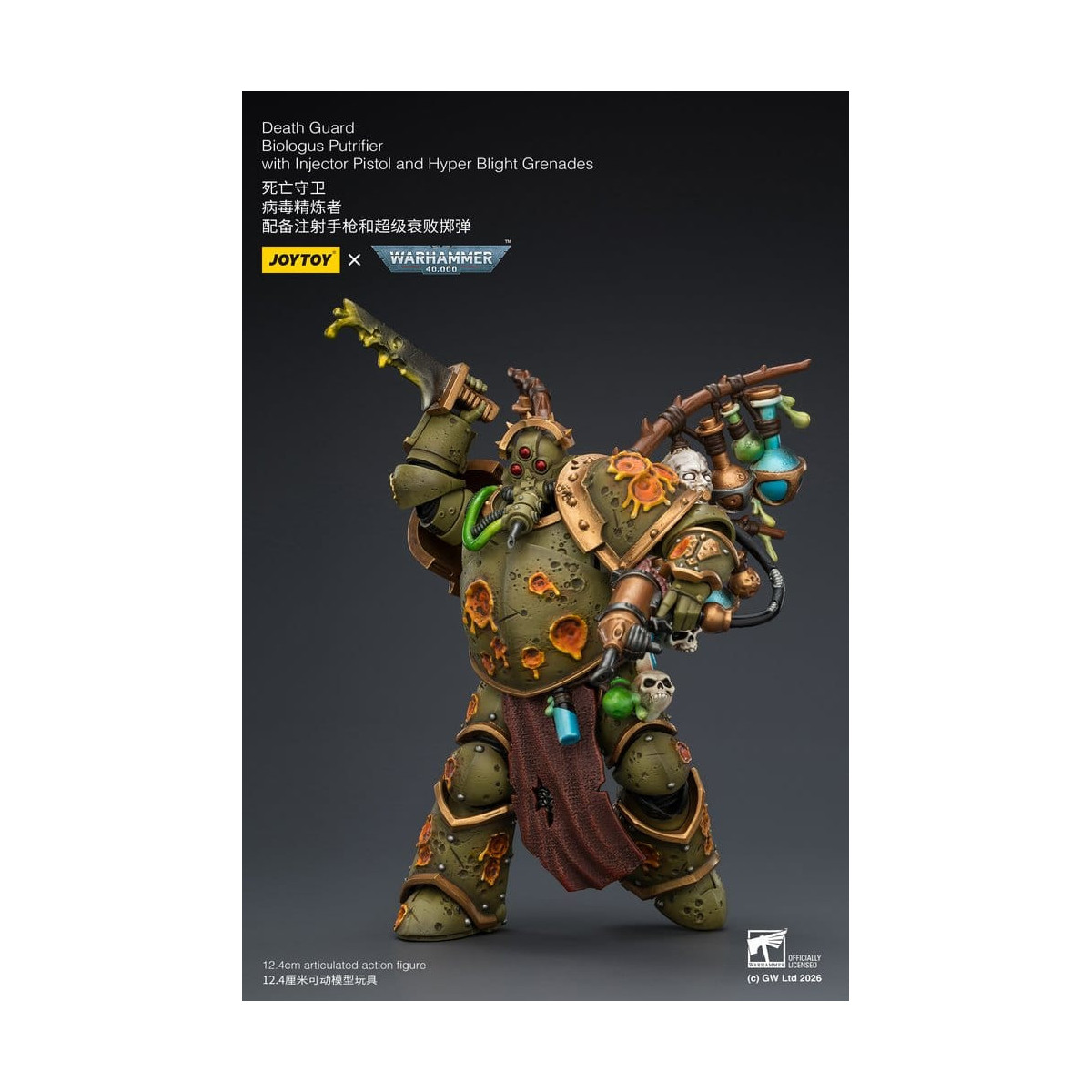 Joytoy - Death Guard - Biologus Putrifier with Injector Pistol and Hyper Blight Grenades 1/18 - Warhammer 40k