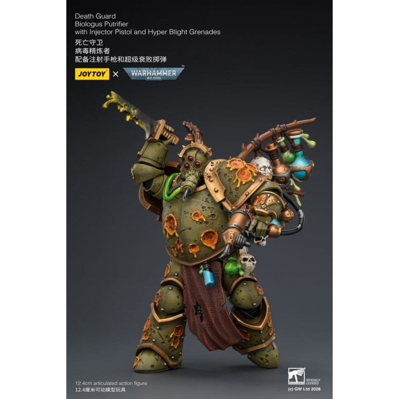 Joytoy - Death Guard - Biologus Putrifier with Injector Pistol and Hyper Blight Grenades 1/18 - Warhammer 40k