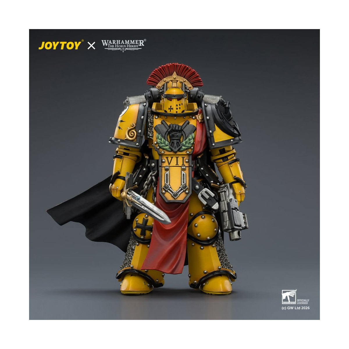 Joytoy - Warhammer - Imperial Fists - Legion Praetor in Mk III Armour with Power Sword and Bolt Pistol - The Horus Heresy