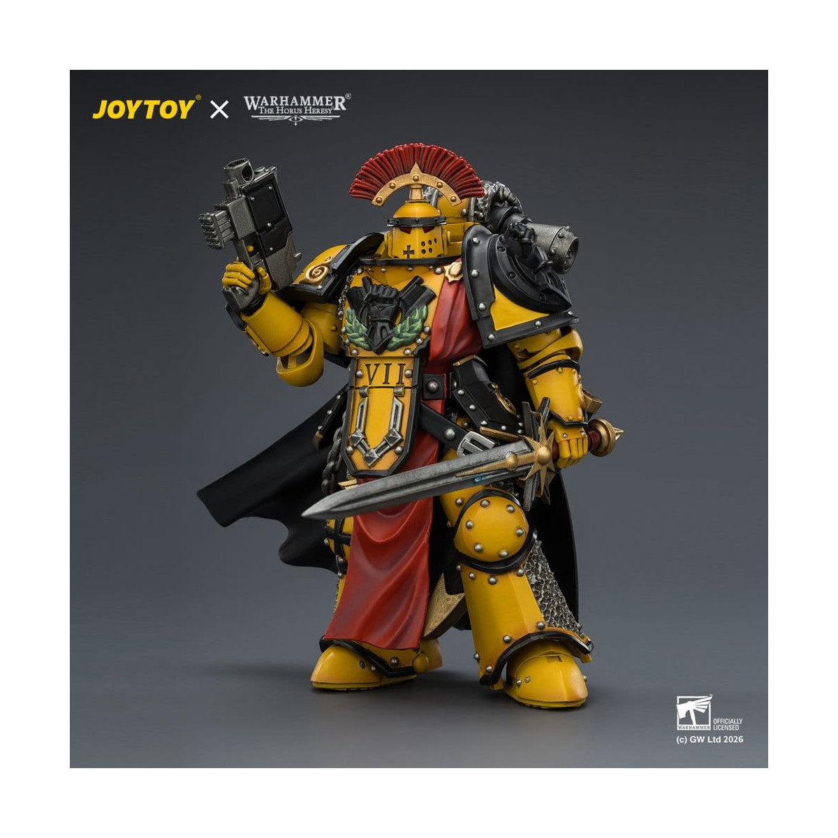 Joytoy - Warhammer - Imperial Fists - Legion Praetor in Mk III Armour with Power Sword and Bolt Pistol - The Horus Heresy