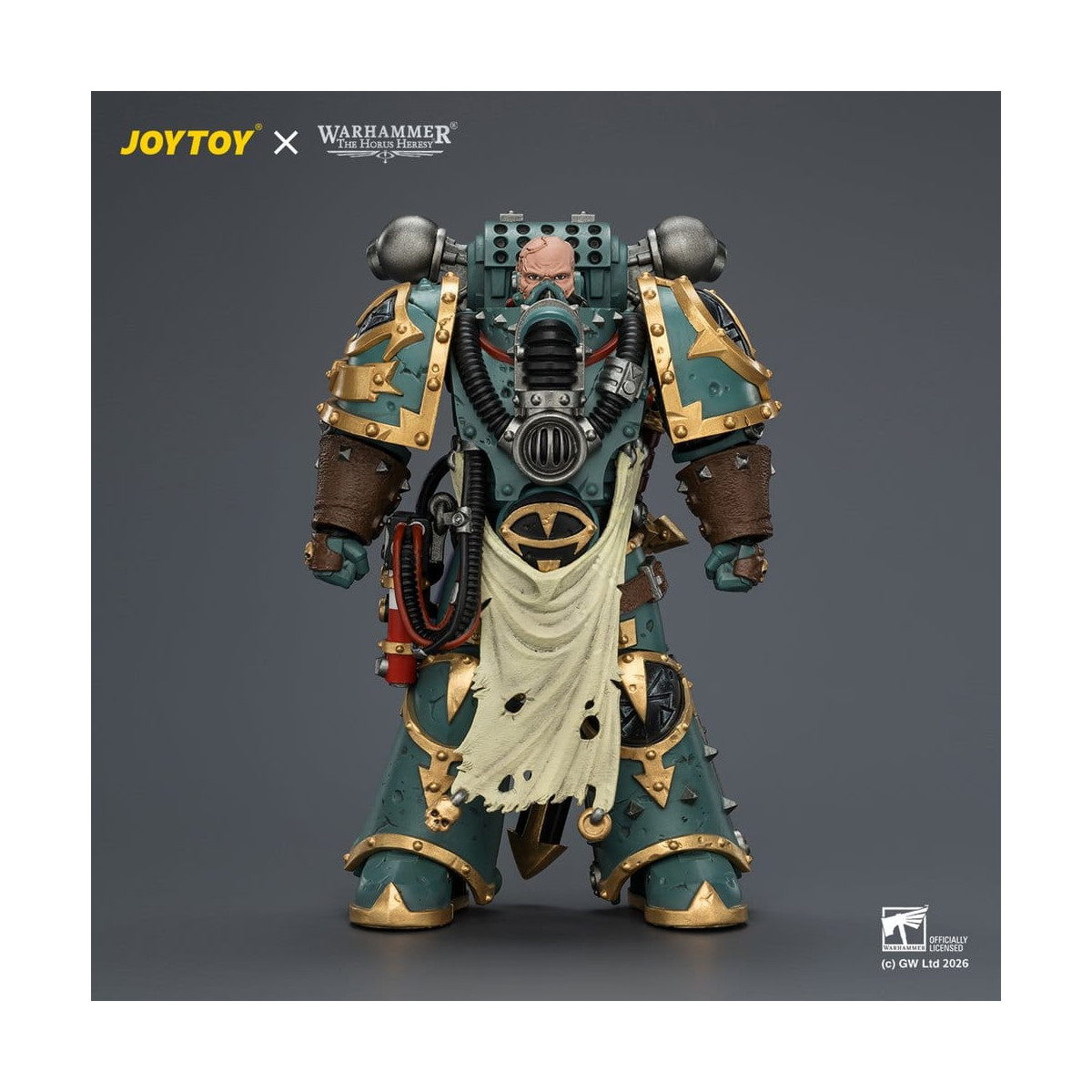 JoyToy - Sons of Horus - Maloghurst the Twisted, the Warmaster's Equerry with Legion Standard and Banestrike Bolter 1/18