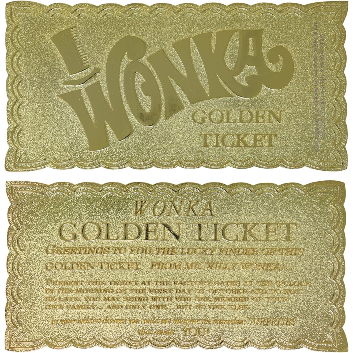 FaNaTtiK - Willy Wonka and the Chocolate Factory Golden Ticket Collector's Edition Replica