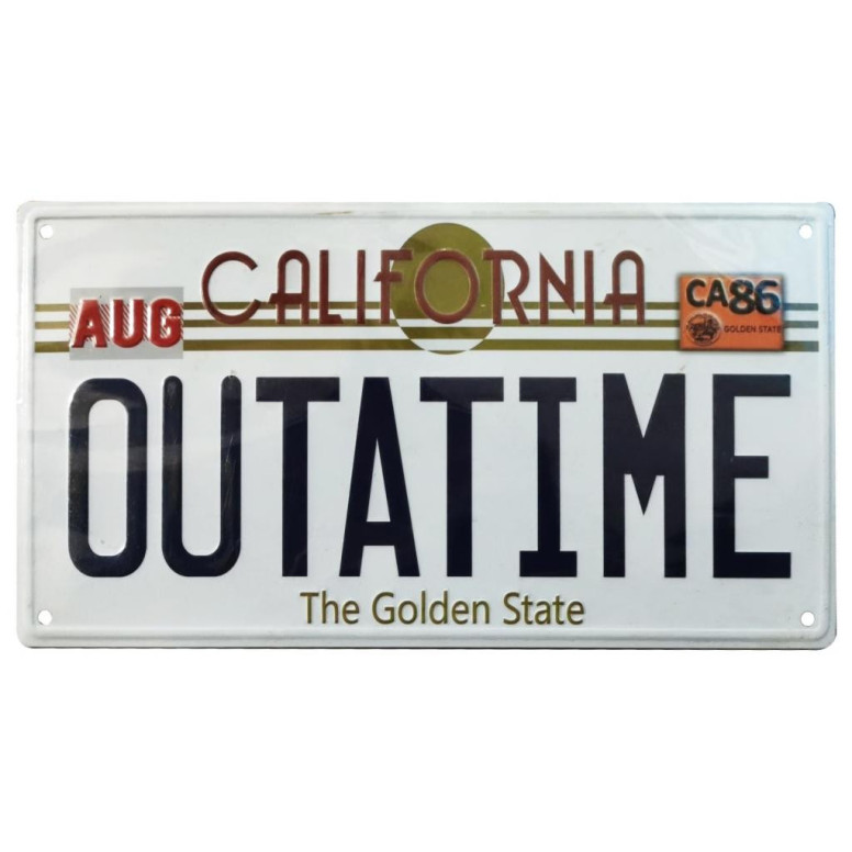 FaNaTtiK - Back to the Future Replica License Plate Tin Sign - DeLorean "OUTATIME" License Plate