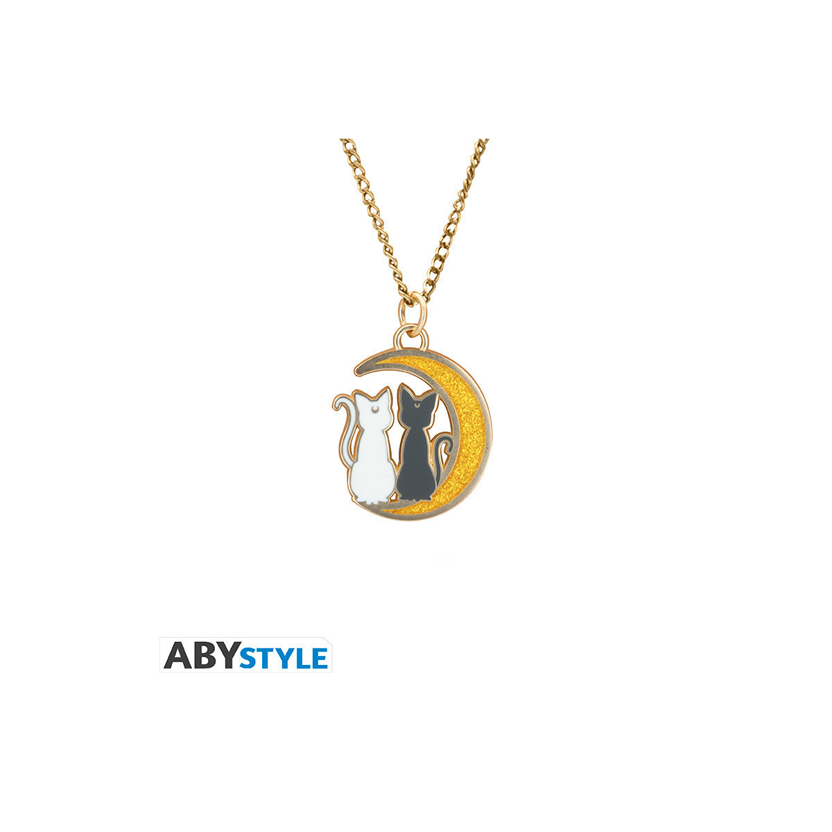 ABYstyle - Sailor Moon Necklace with "Cats on the Moon" Pendant - Luna & Artemis