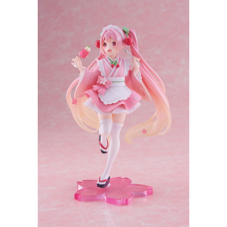 Taito AMP Fig - Hatsune Miku - Newly Written Sakura Miku Japanese Cafe Ver. Reissue