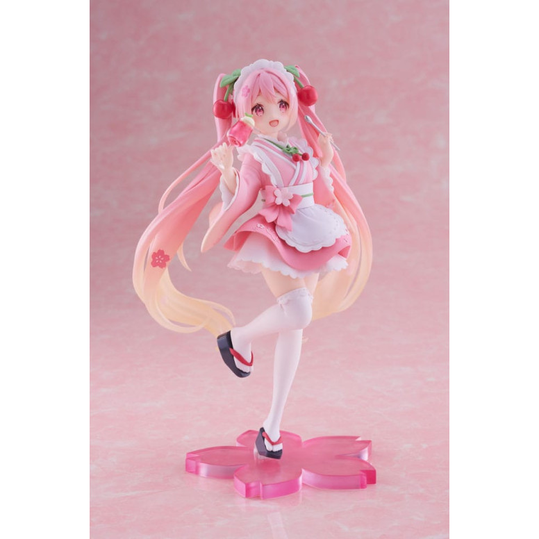Taito AMP Fig - Hatsune Miku - Newly Written Sakura Miku Japanese Cafe Ver. Reissue