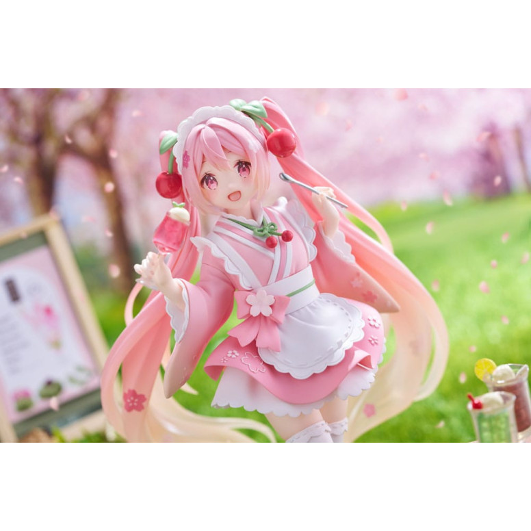 Taito AMP Fig - Hatsune Miku - Newly Written Sakura Miku Japanese Cafe Ver. Reissue