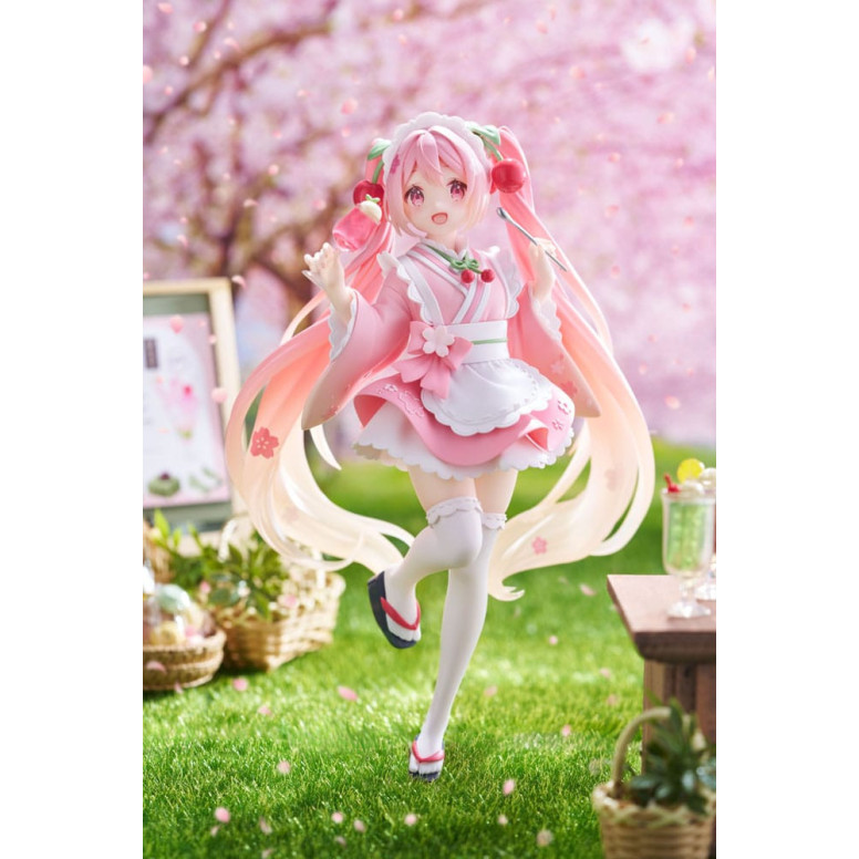 Taito AMP Fig - Hatsune Miku - Newly Written Sakura Miku Japanese Cafe Ver. Reissue