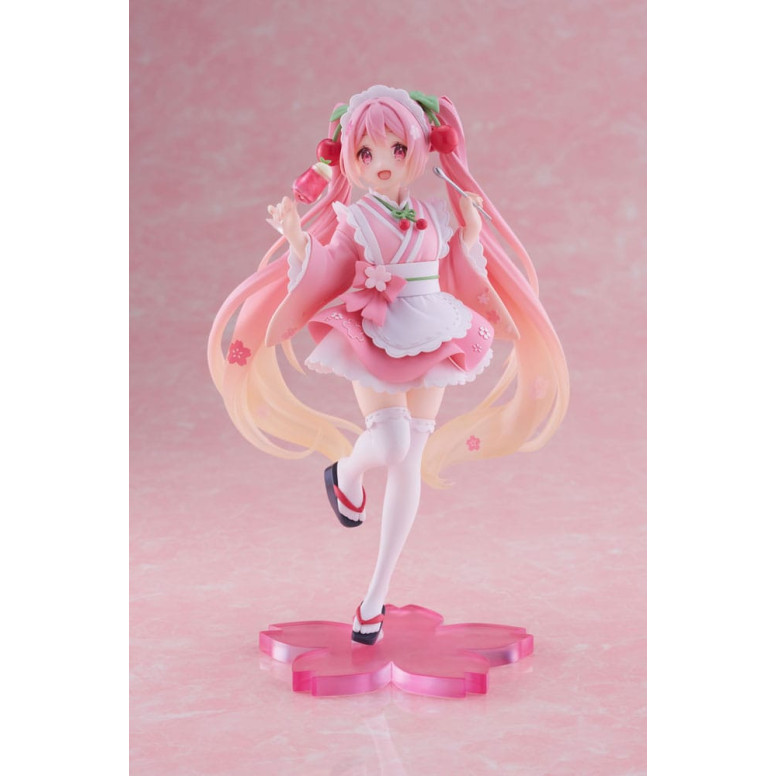 Taito AMP Fig - Hatsune Miku - Newly Written Sakura Miku Japanese Cafe Ver. Reissue
