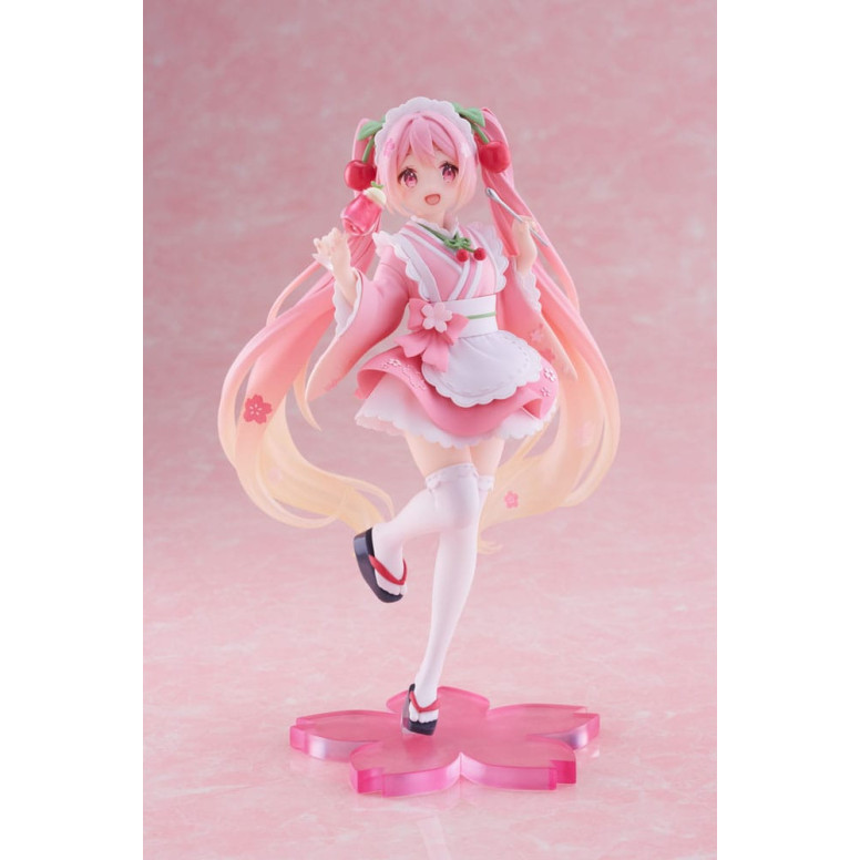 Taito AMP Fig - Hatsune Miku - Newly Written Sakura Miku Japanese Cafe Ver. Reissue