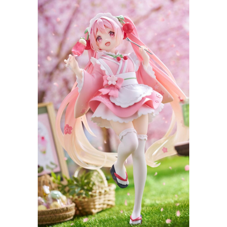 Taito AMP Fig - Hatsune Miku - Newly Written Sakura Miku Japanese Cafe Ver. Reissue