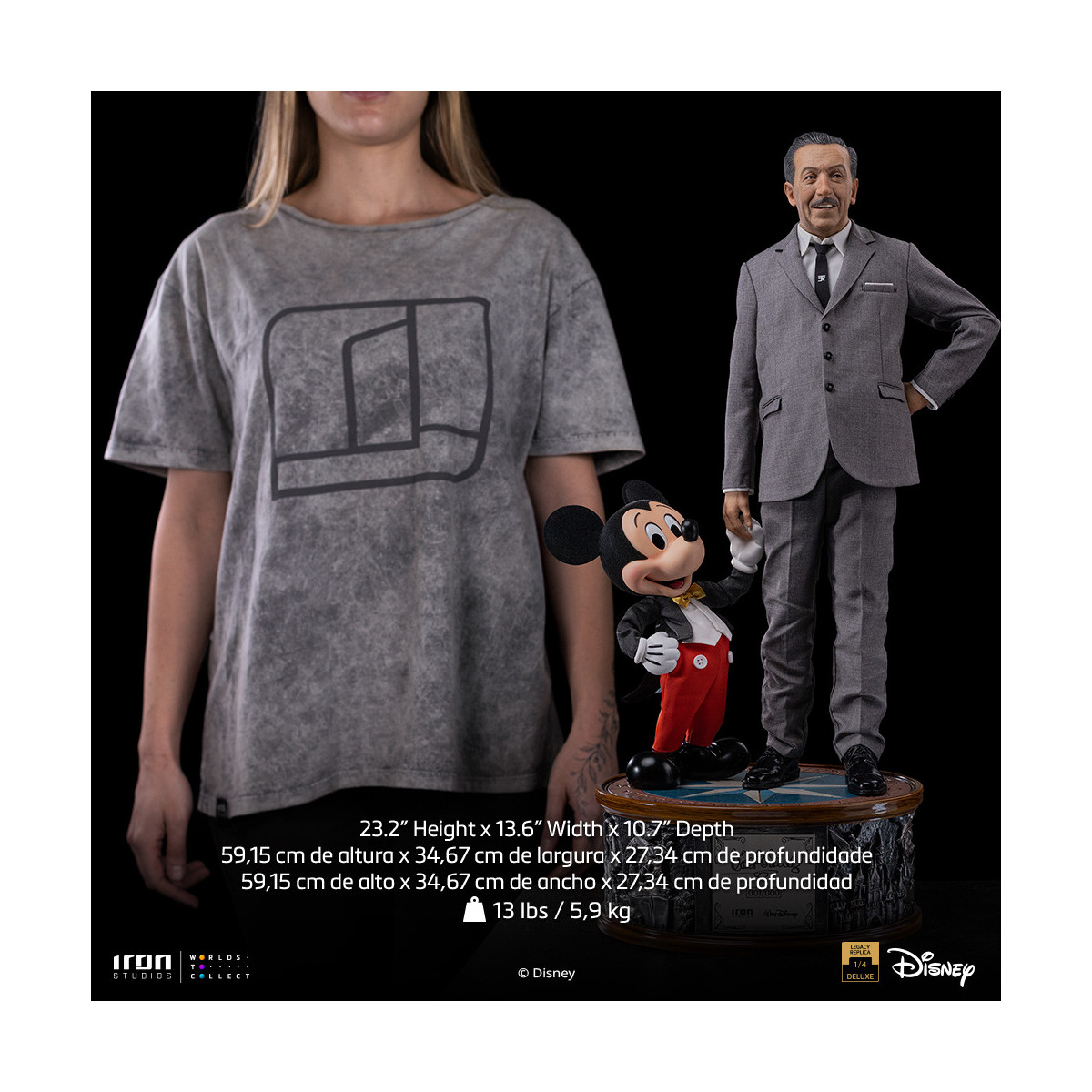 Iron Studios Disney s Classics - Walt Disney & Mickey Mouse Mouse Legacy Replica 1/4