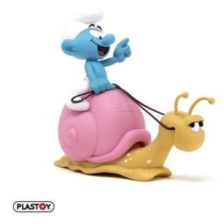 Plastoy - The Smurfs - Smurf Piggy Bank on a Snail's Back