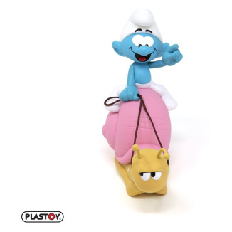 Plastoy - The Smurfs - Smurf Piggy Bank on a Snail's Back
