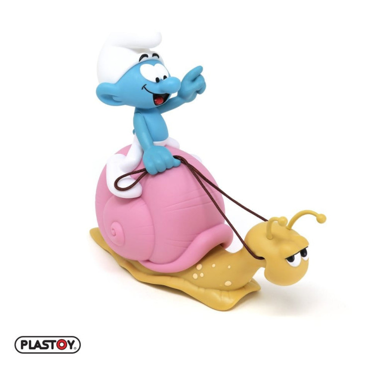 Plastoy - The Smurfs - Smurf Piggy Bank on a Snail's Back